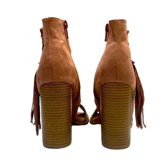 Qupid Dusty Rose Pink Suede Gladiator Open Toe Block Heel Women’s Size 5.5 - Picture 9 of 13